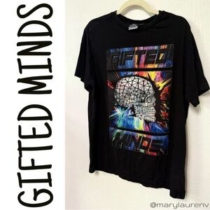 Akademiks Gifted Minds Graphic Tee Black Futuristic Skull Art Streetwear Men’s M